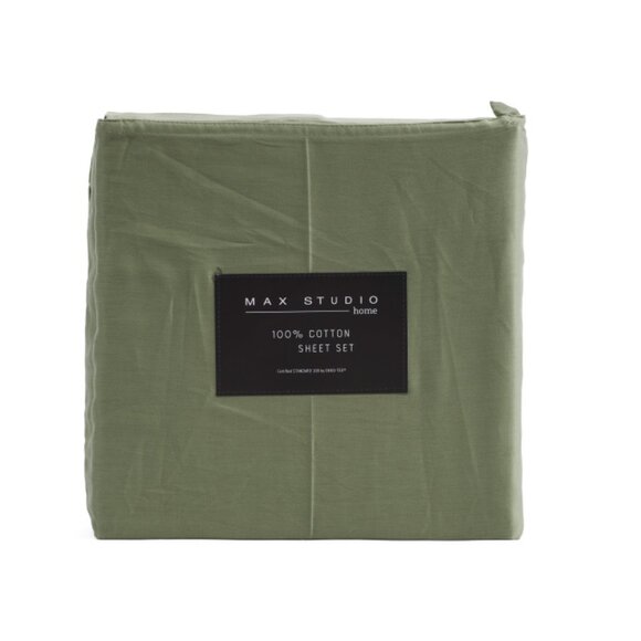 MAX STUDIO Hedge Green Cotton Sheet Set - Picture 1 of 2